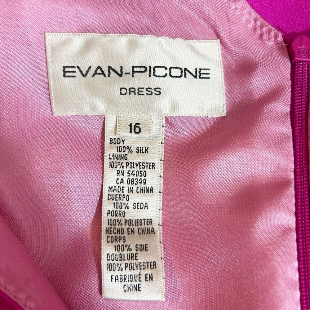 Evan Picone Hot Pink 100% Silk Sleeveless Dress Size 16 NWT Chic Career Event - Picture 5 of 12